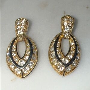 Vintage Swarovski Savvy Collection Pave Gold Tone Earrings